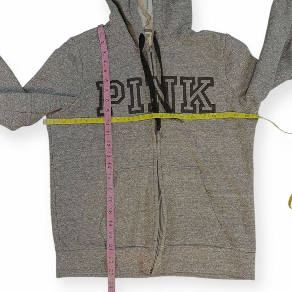 PINK Victoria’s Secret Women’s Gray Long Sleeve Full-Zip Hoodie Size Medium - Picture 4 of 4
